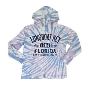 Ocean Drive Longboat Key Florida Tie Dye Hoodie Pullover Sweatshirt Girls Medium